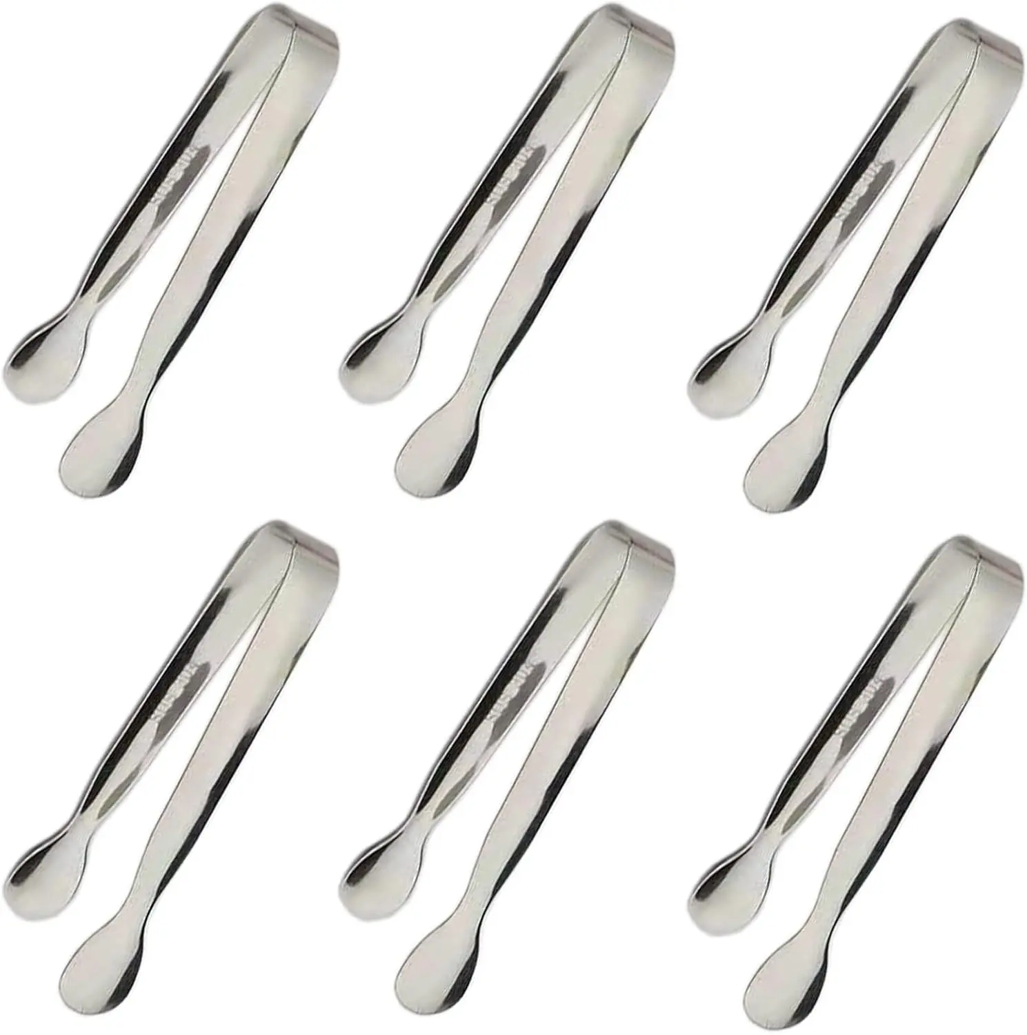 6PCS Ice Tongs Mini Sugar Tongs 4.25Inch Stainless Steel Small Serving Tong, Tiny Kitchen Tong for Appetizers,Tea Party, Coffee Bar