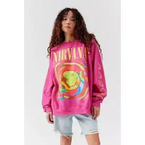 Retro #Nirvana Face Smile Pink Rainbow, Vintage Unisex Sweatshirt, Crewneck, Trendy for teen, Friend Funny, Cartoon Shirt, Sweatshirt, Hoodie