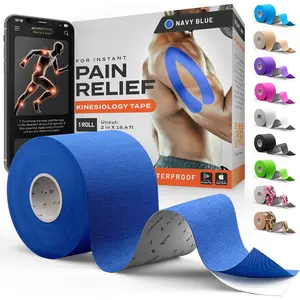 Kinesiology Tape-Incredible Support for Athletic Sports and Recovery+Free Taping Guide-Uncut 2 inch 16.4 feet Roll (Navy Blue + Free Taping Guide, Pack of 1)
