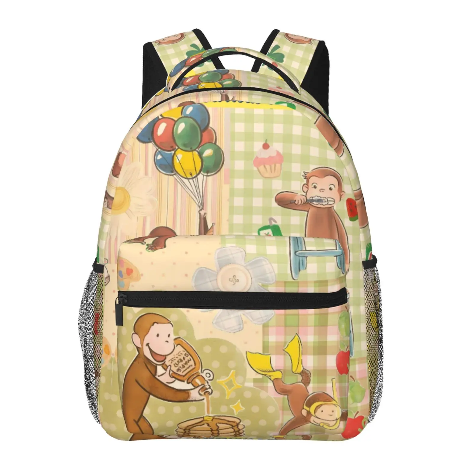 Cartoon Vibrant Print Unisex Polyester Laptop Backpack - Multi-Pockets, Lightweight, Adjustable Straps Casual Daypack for Men Women, Ideal for Travel, College