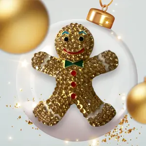 Gingerbread Man Brooch Necklace Pendant - Winter Fashion Statement Piece. Brown or Multicolor