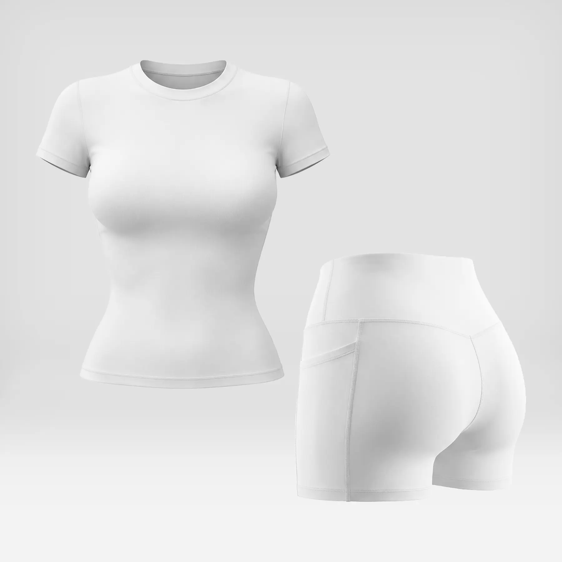 Women's Seamless 2 Piece Workout Set, Snatched Boat Neck Short Sleeve Top and High Waisted Shaping Shorts, Slim Fit Tummy Control Athletic Outfit for Yoga Pilates Gym & Daily Wear summerwins