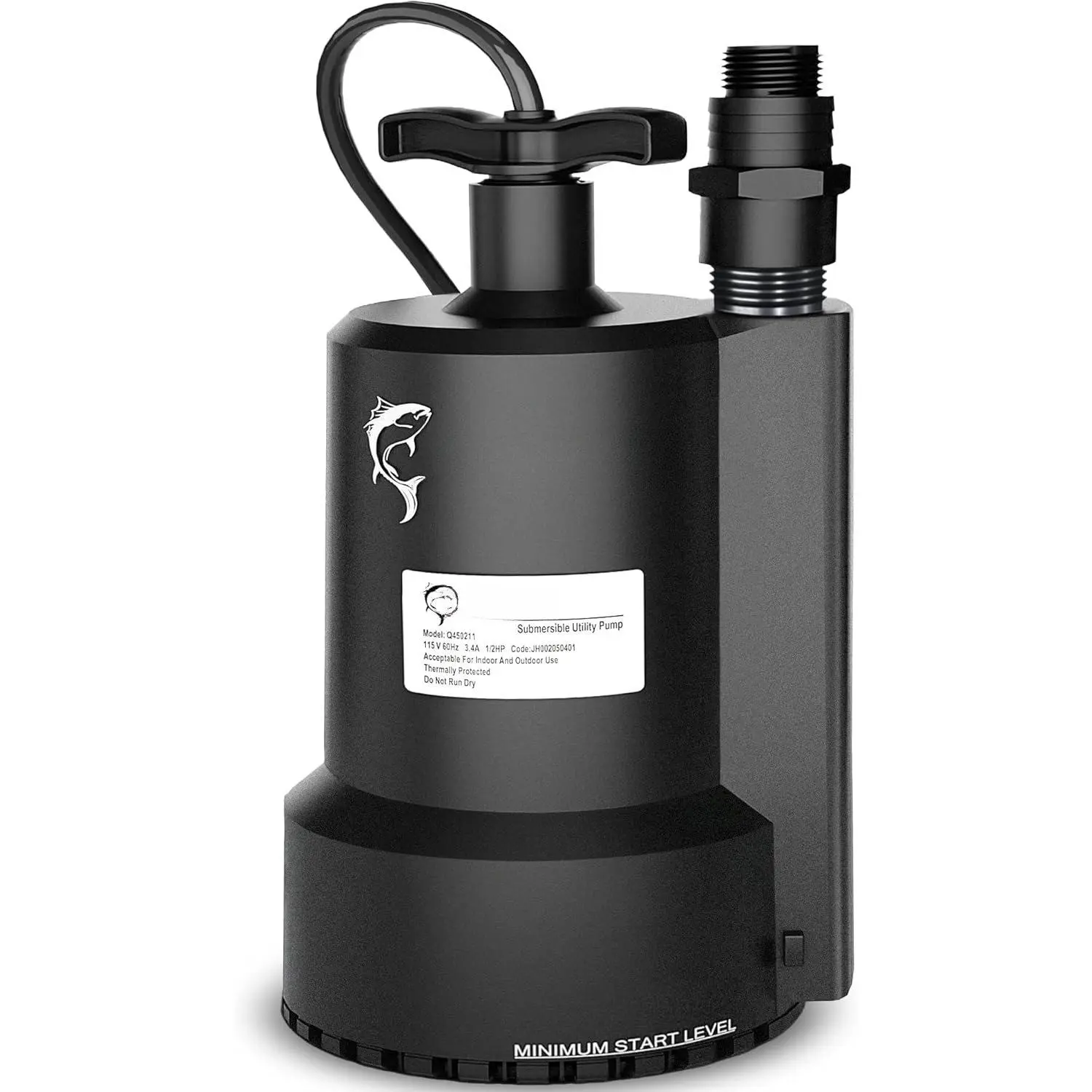 Sump Pump, 1/2  2450GPH Submersible Water Pump, Utility Pump Thermoplastic Portable Electric Transfer Pump for Hot Tub Swimming Pool Basement Garden Pond Tubs Draining with 10FT Cord