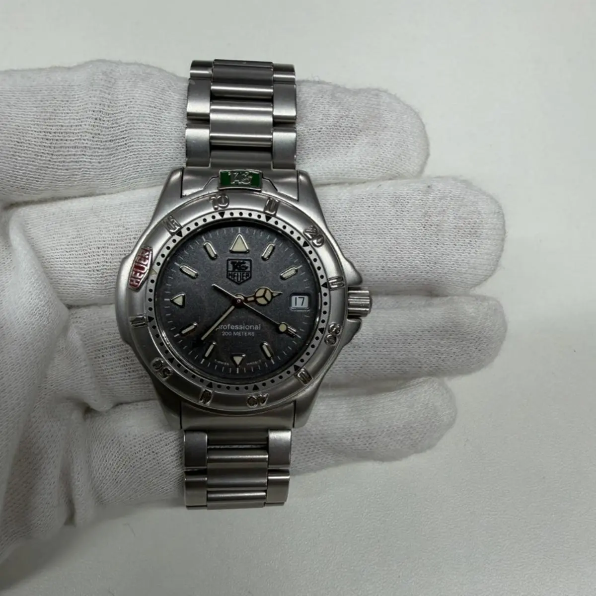 Pre-owned tag heuer As Shown Shoulder Bags Professional 200M Gray Dial Stainless Steel Quartz Watch 14.5cm 10241