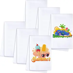 Sublimation Dishtowel Absorbent Multi Purpose Kitchen Dish Towels Blank DIY Dishcloth Bathroom Towel for Fall Christmas Kitchen  Decor,16 x 24 Inch(6 Pieces)
