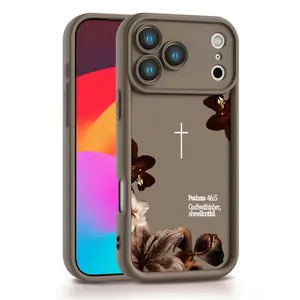 Vintage Floral And Cross Print Phone Case The Brown-Toned Flowers, White Cross And Inspirational Verse Combine Faith Soft TPU Bumper Protective Case for iPhone Samsung Galaxy Models 17Pro Max Air 16 15Plus 14 13 12 11 XR XS S25 S24 S23 S22