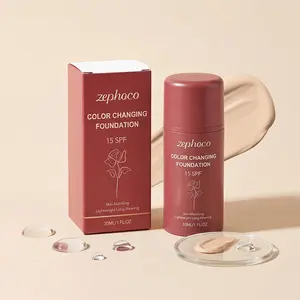 Color Changing Foundation,Hydrating Skin-Matching Makeup for Mature Skin, Conceals Fine Lines & Wrinkles, Flawless Self-Adjusting Liquid Foundation, 30ml
