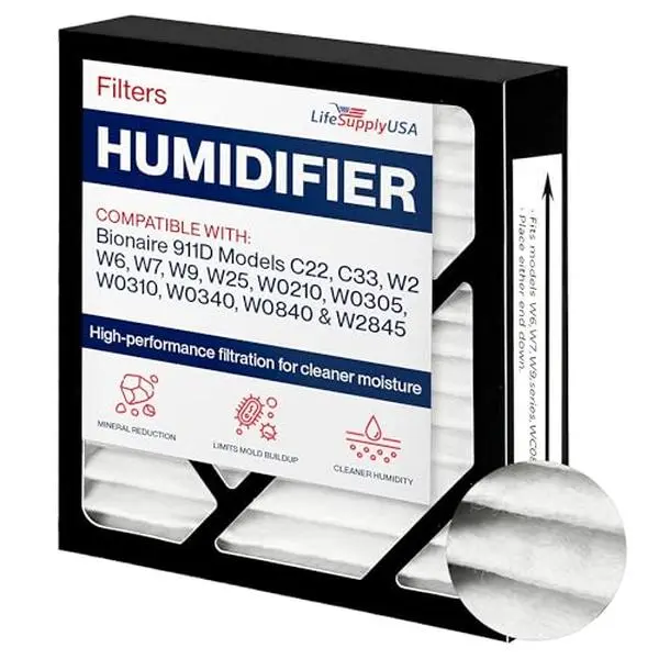 LifeSupplyUSA 1 Pack Humidifier Filter Replacement with Carbon Layer - Dual Stage, Long-Lasting Performance, Cost-Effective, Easy Installation - Compatible with Bionaire 911D, C22, C33, W2, W6, W7, W9, W25, W0210, W0305, W0310, W0340, W0840, W2845 Models,