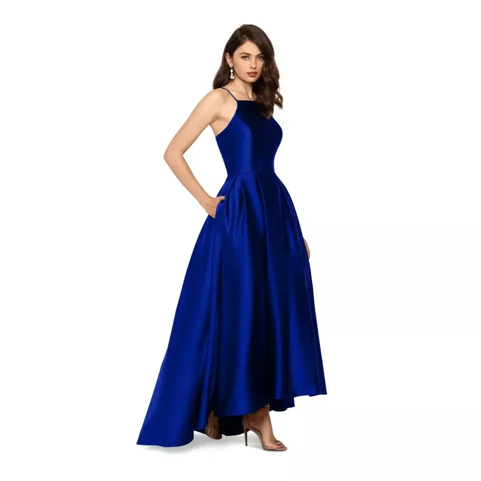 Betsy & Adam Women's Satin Ballgown, Royal Blue, 8