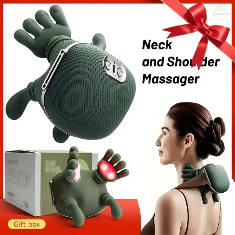Portable Electric Therapeutic Massager with Powerful Brushless Motor, Acupressure Kneading Massage Nodes, Cordless Muscle Relief Device for Neck Back Shoulder, Perfect Relax Tool for Office & Home Use