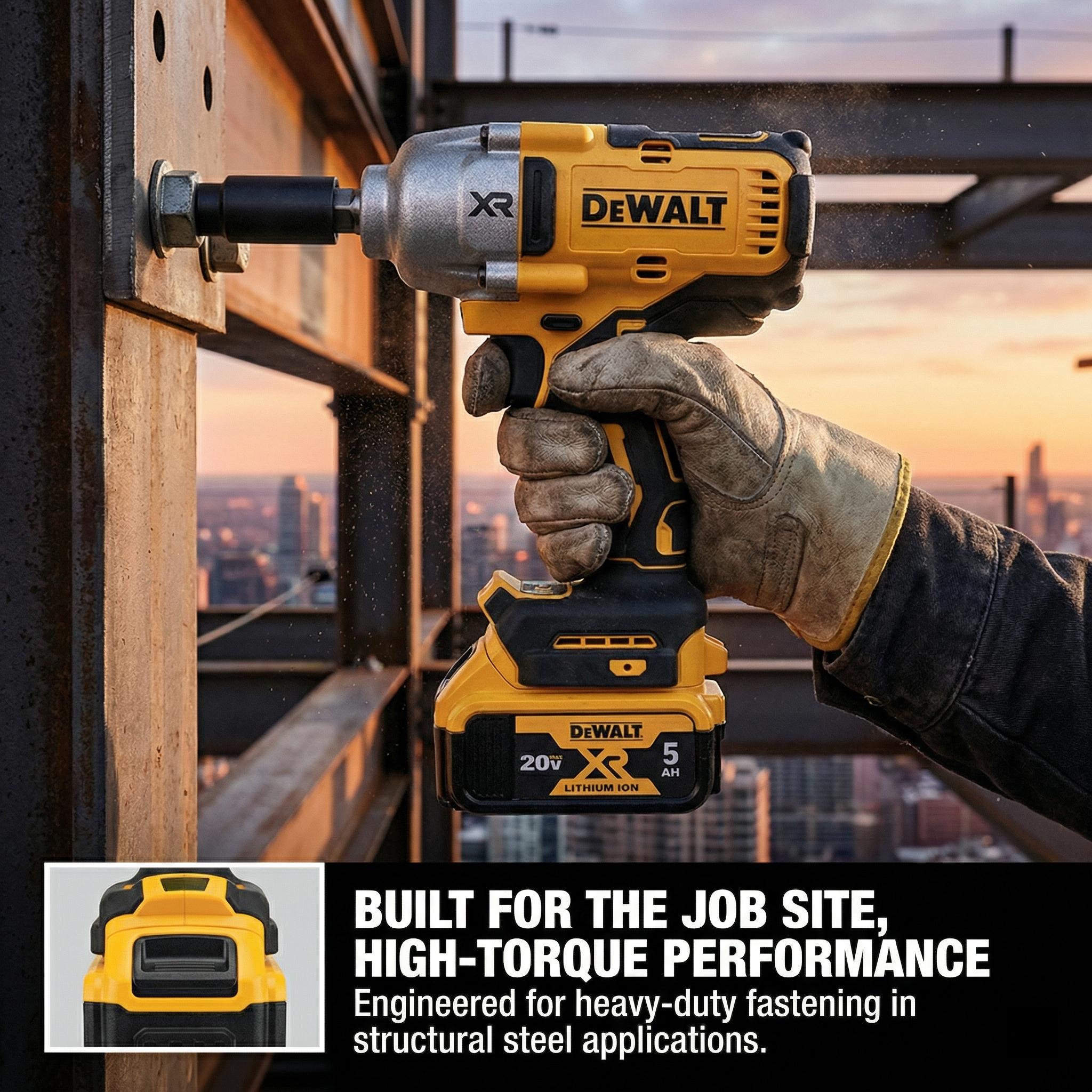 DEWALT DCF900B 20V MAX XR Brushless High Torque 1/2-Inch Impact Wrench with Hog Ring Anvil Delivering 1030 ft-lbs Max Fastening Torque and 1400 ft-lbs Breakaway Torque for Heavy Duty Automotive and Construction