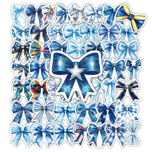 Coquette Bows Cartoon 50pcs Style Decorative Cup Computer Bow Stickers, Cute Butterfly Design, Perfect for Laptop & Water Bottle