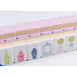 Deluxe Pink Purple American Mahjong Set with 4-Layer Acrylic Mahjong Tiles, Portable Travel Mahjong Game Set for Family Game Night, Party and Gifts magic