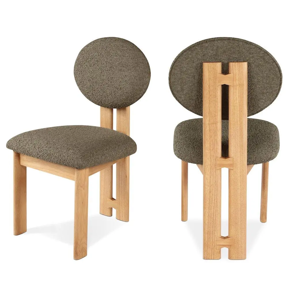 Modern Napa Olive Dining Chair with Wood Frame, Set of 2