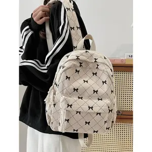 Fashionable Colorblock Bow Pattern Backpack, Casual Versatile Backpack for Women, Trendy All-match School Bag for Daily UseGift