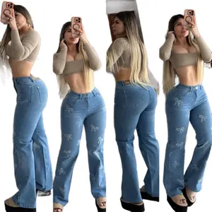 Premium Colombian Jeans – Super Stretch & Rhinestone Bow Details