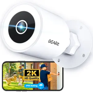 GEARit Wifi Outdoor Security Camera HD Video IP65 Weatherproof Motion Detection Color Night Vision Wired Surveillance with Cloud & Local Storage Recording and Two-Way Audio Card Protection