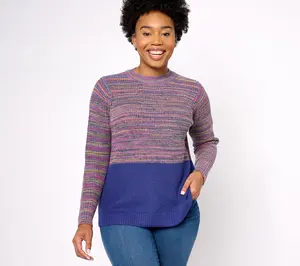 LOGO by Lori Goldstein Mock Neck Long Sleeve Sweater