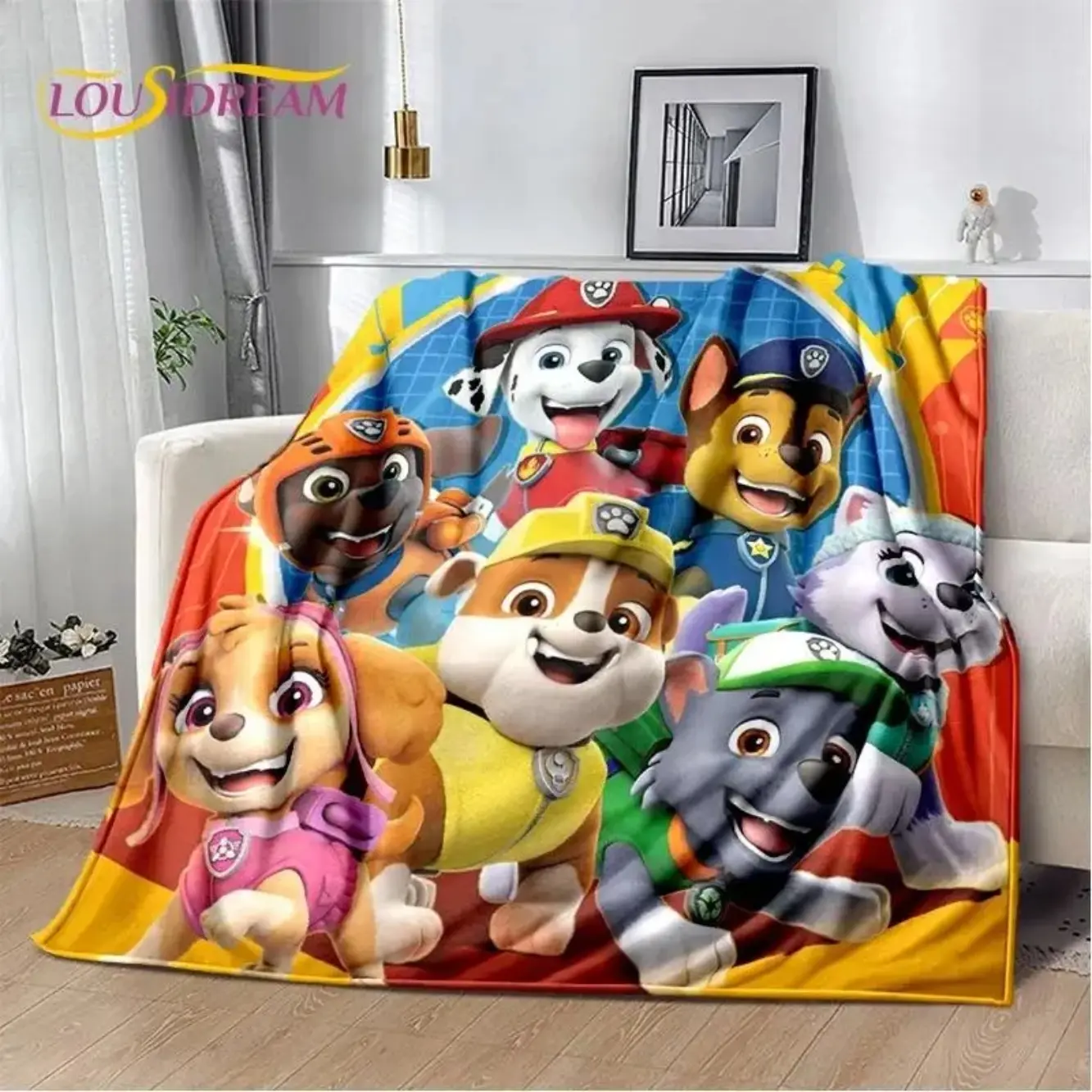 3D P-Patrol Cute Cartoon Dog HD Blanket Soft Throw Blanket For Home Bedroom Bed Sofa Picnic Travel Cover Blanket Kids Gift Cover Flannel Material Toddler Boys Girls Birthday Holiday Cozy Plush Blanket All Season