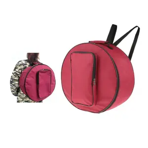 Red Compact Snare Drum Bag Drum Carrying Case Backpack with Shoulder Strap & Outside Pockets for Musical Instrument Parts