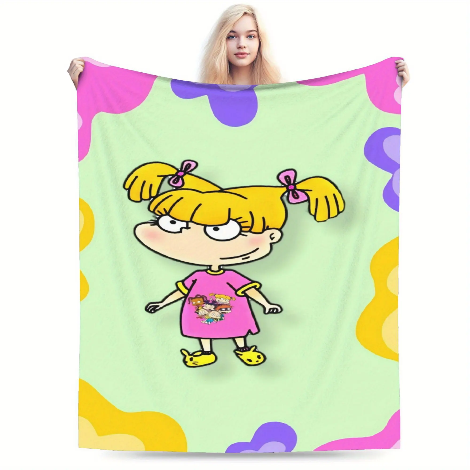 Cartoon Angelica Pickles Simple Theme, Soft Flannel Blanket, Warm and Comfortable Living Room Blanket, Office Blanket, Sofa Decoration, Four Seasons Travel Blanket, Multi-purpose Gift Blanket - Home Decoration Accessories 676