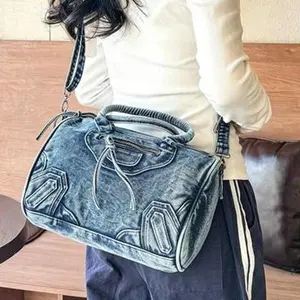New Vintage Washed  Messenger Bag, Casual Y2K Style Shoulder Bag Double Handle Handbag Niche Design, Spacious And Practical Crossbodybag Suitable For Work Commuting, Shopping, Travel And Back To School, Fashionable Street Bag