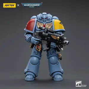 JOYTOY Warhammer 40K 1/18 Scale Space Wolves Intercessors Action Figure - Highly Articulated Collectible Model with Iconic Blue & Golden Battle-Worn Armor, Bolter Rifle & Chainsword - Warhammer 40K Tabletop Game Compatible , Battlefield,JT6625