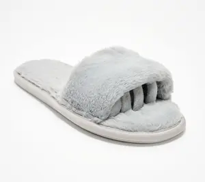 Pedi Couture Faux Fur Pedicure Slipper Sandal w/ Rubber Sole