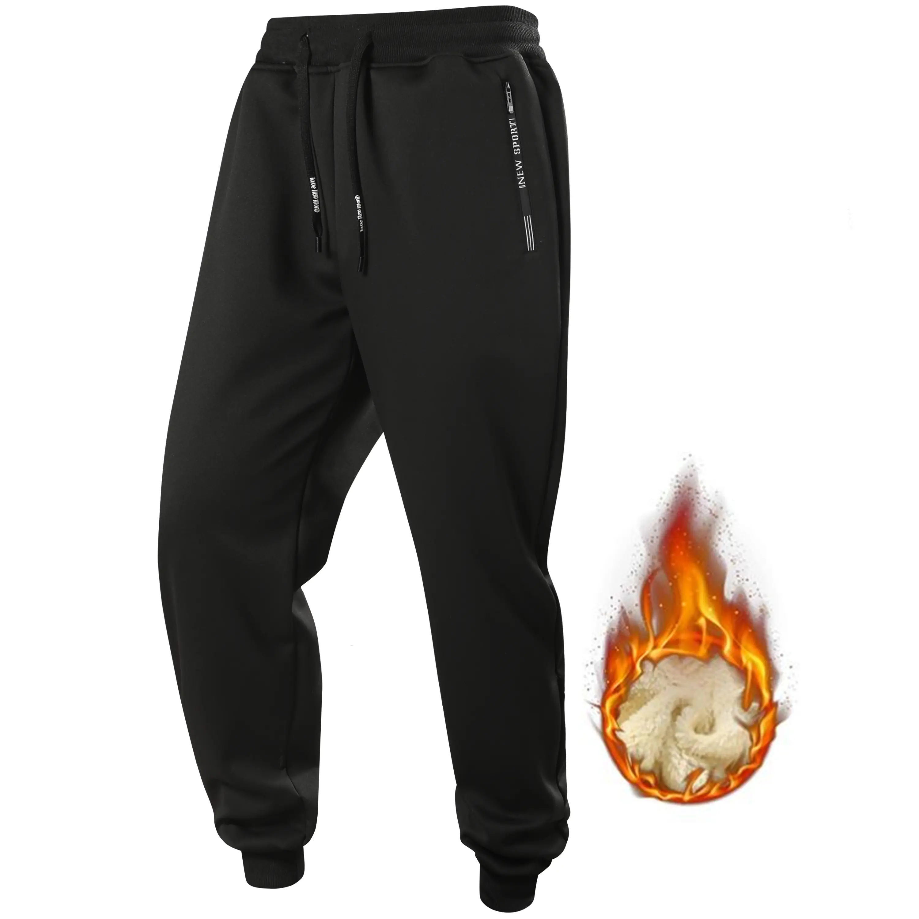 Men’s fleece-lined casual jogger sweatpants with an elastic drawstring waistband and cuffed hems; warm winter joggers for running and streetwear; available in multiple colors; if you prefer a looser fit, we recommend ordering one size up.