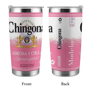 Chingona Modelo Inspired 20oz Stainless Steel Tumbler with Lid - Pink Cabrona y Chula Mexican Style Insulated Travel Mug - Double Wall Vacuum Flask for Cold Drinks