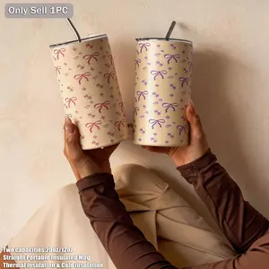 Double Layer Stainless Steel Insulated Cup, Rose Pattern Butterfly Design, Travel Mug with Straw Holder, Ideal for Home School Office, Tumbler