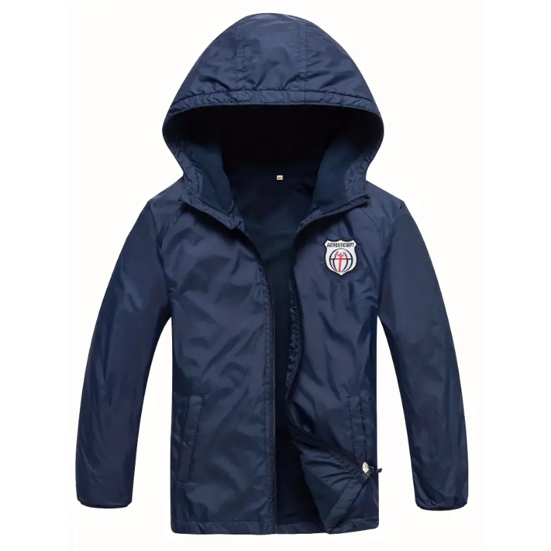 [Boys' Hooded Raincoat Jacket] Spring Autumn Winter Boys' Zip Up Hooded Jacket - Raincoat Windbreaker Outerwear - Kids Clothes umbrella  hat Women's Snow Garden Boots Collapsible Vampire Umbrella  Blue rain  pants Lightweight Waterproof Hi Vis Safety Suit
