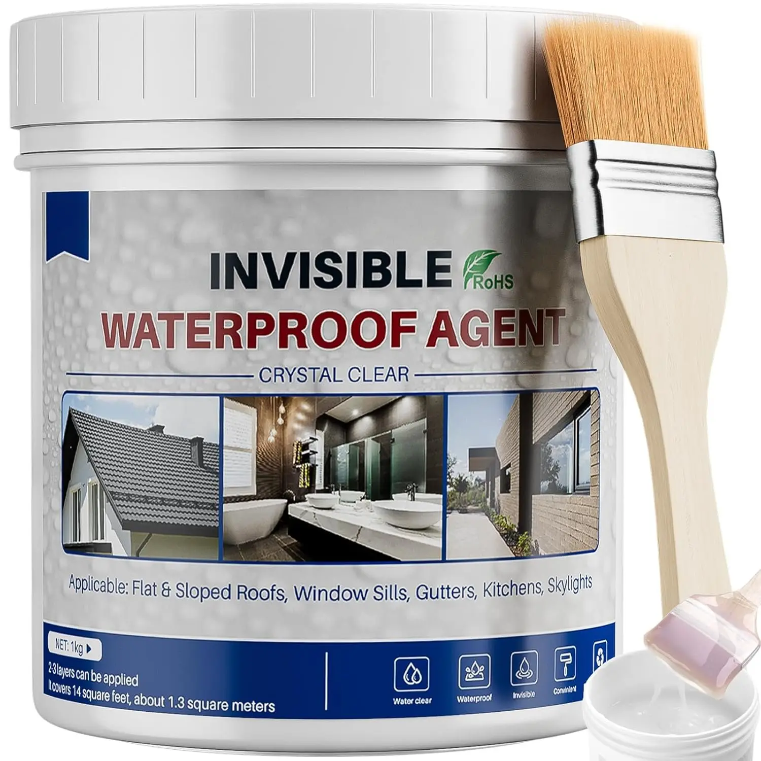 1000g Transparent  Coating Agent, Super   Insulating Sealant, Invisible Waterproofing Sealant for Roofs, Walls, Indoor and Outdoor Use