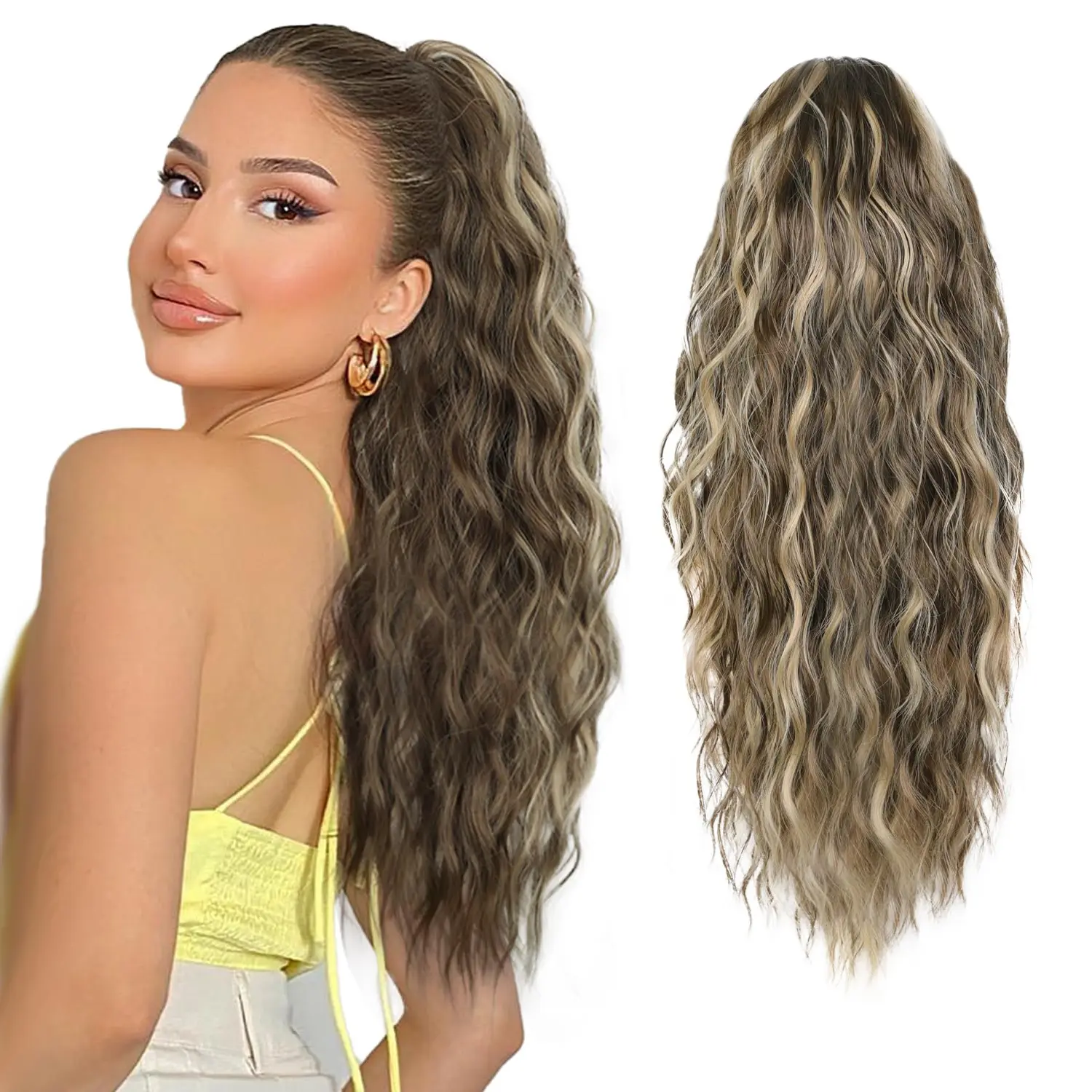 20inch Ash Brown with Blonde Highlights