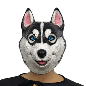 Painted Uncanny Husky Fur Mask - Lightweight Hand-Held Halloween Funny Animal Cosplay Prop, Fashion Face Covering Accessory, Accessories