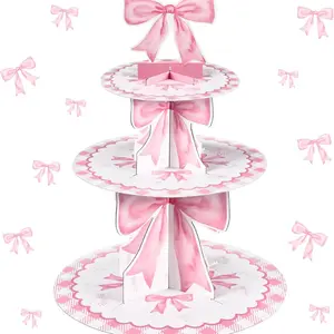 3 Tiers Pink Bow Cake Stand, Bows Cupcake Display Stand,pink Butterfly Theme Party Supplies, Pink Theme Wedding/Birthday Party Decorations