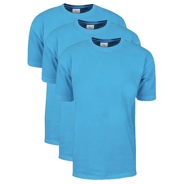 3 Pack Shaka Wear Men's Max Heavyweight Short Sleeve Crew Neck T-Shirt - Turquoise - Small, Basic, Classic
