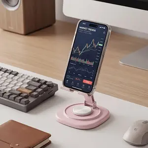 360° Rotating Phone and Tablet Stand, Stable Anti-Slip Design, Adjustable Angle, Portable Foldable, Metal Material, Four Colors Available