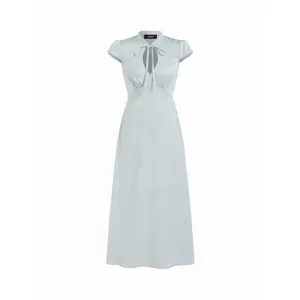 Cider Jacquard Floral Sweetheart Puff Sleeve Cut Out A-line Maxi Dress