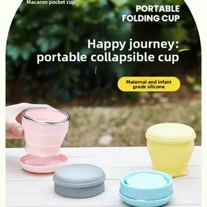 2026 New Hot Silicone Macaron Foldable Water Bottle, 180ML Cute Compact Collapsible Cup, Portable Travel Outdoor Drinkware