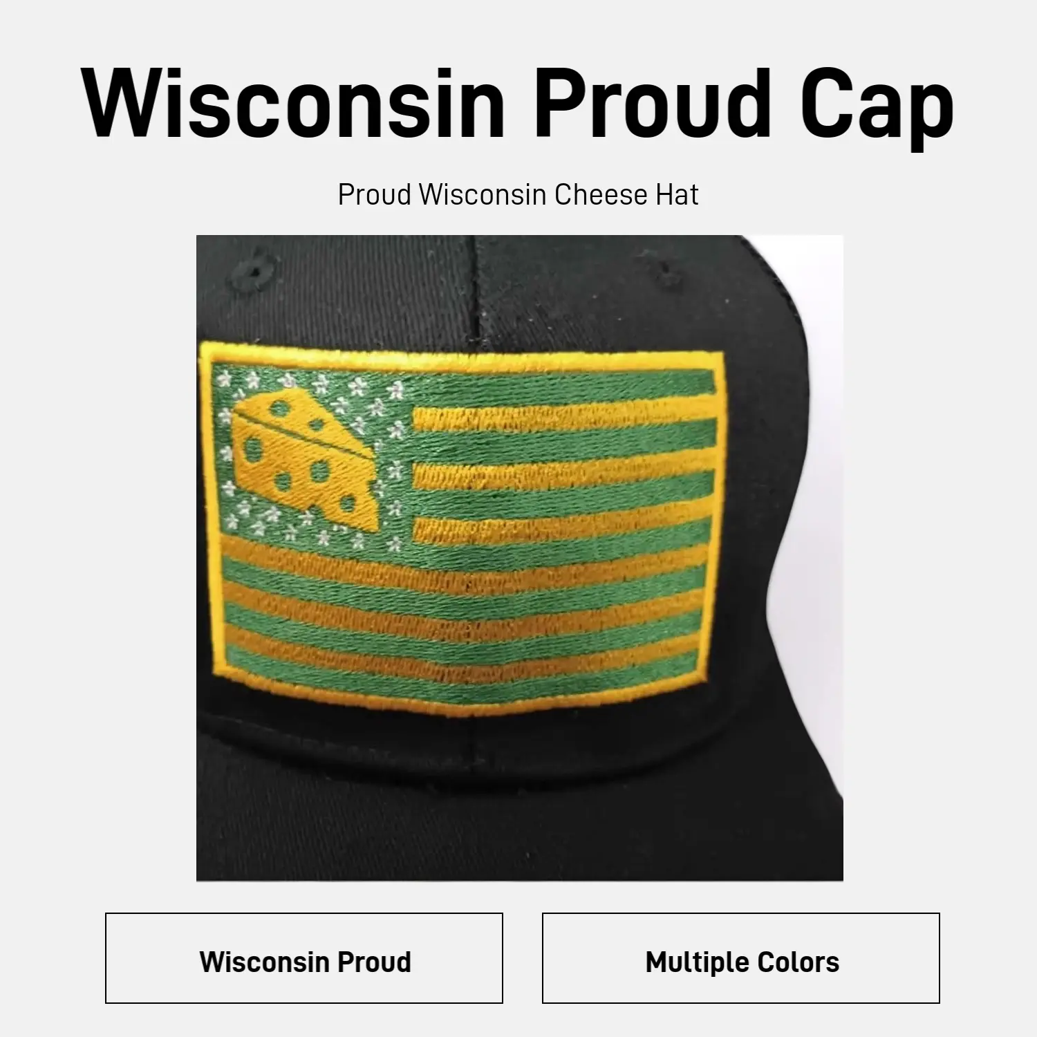 Wisconsin Proud Cheesehead Hat, Flag-Themed Cheese Flag Packers Cap, Flag-Themed Hats