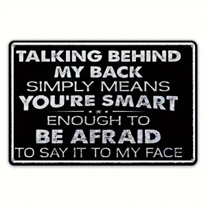Vintage Sign 8x12 Inch Talking Behind My Back Quote Funny Wall Decor for Home Office Sassy Gift Idea Housewarming Present Rustic Metal Plaque