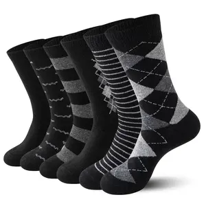 6 Pairs Merino Wool Dress Socks, Breathable & Sweat-Wicking, Thermal Socks, Women & Mens Crew Socks, Classic Patterns No Seam Comfort Socks.