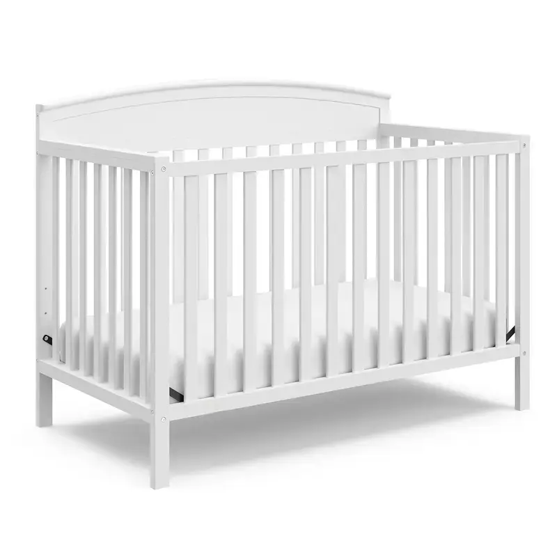 5-in-1 Convertible Crib in White - GREENGUARD Gold Certified, Converts to Toddler Bed, Daybed & Full-Size Bed