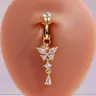 1pc Fake Piercing Navel Belly Ring Non-Piercing Cubic zirconia Butterfly Fake Belly Button Piercing Clip On For Women's Body Jewelry Stainless Steel Jewelry Suitable For Daily Wear By Women Clip On Belly Button Rings