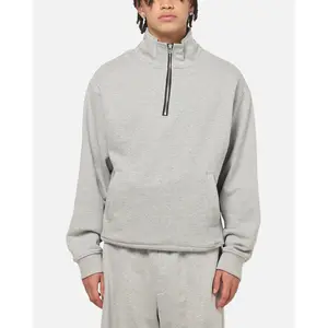 American Thrift Leisure Quarter Zip Mock Neck Sweater Grey Marle
