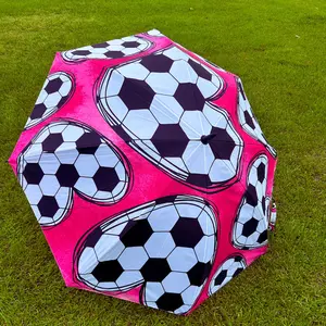 Pink Soccer Hearts - Large Golf Umbrella