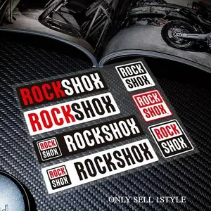 1SET Street Trendy Functional Hardcore Logo Sticker Car Stickers Stick on mountain bike suspensions or cycling equipment backpacks, this red-black-white "ROCKSHOX" multi-layout decor instantly has a professional cool vibe, professional cycling enthusiasts