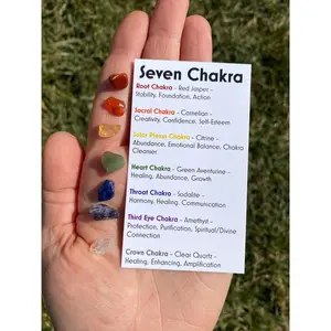 7 chakra Stone Set (Small Chips) - Red Jasper, Carnelian, Citrine (Treated), Green Aventurine, Sodalite, Amethyst, Clear Quartz