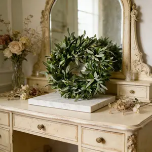 Antique Olive Wreath, Mediterranean Style Greenery Decorative Olive Branches, Perfect for Spring Farmhouse Porch and Living Room